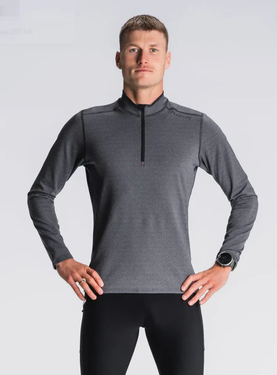 Fusion mens C3 zip neck dark grey