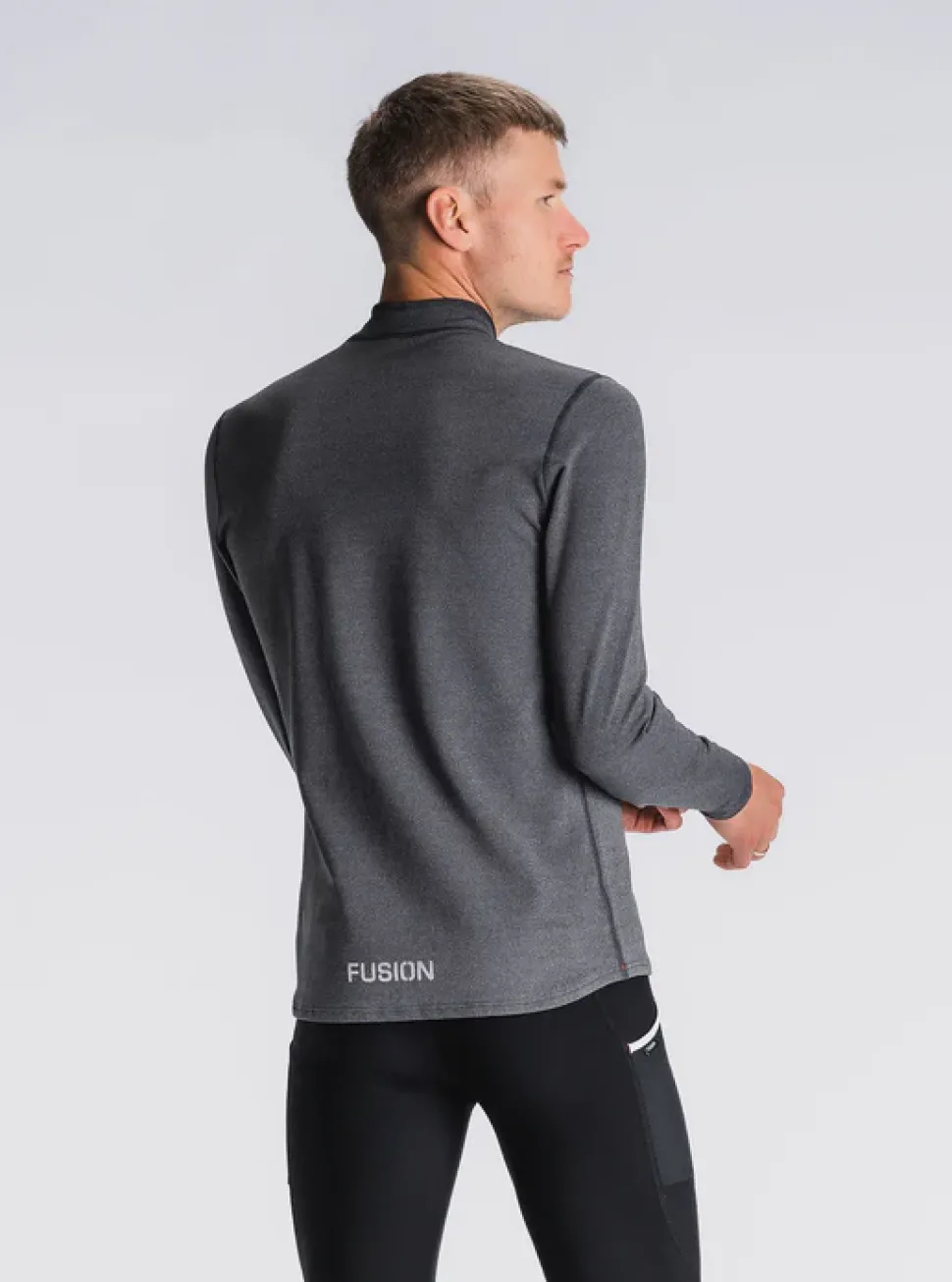 Fusion mens C3 zip neck dark grey