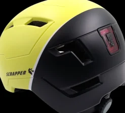 Scrapper fietshelm geel met LED licht